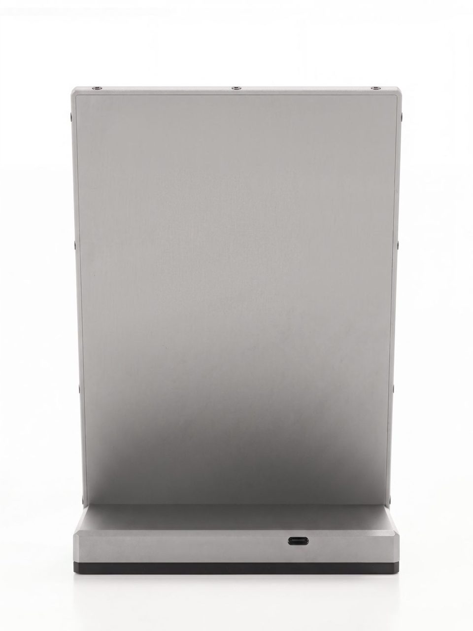The anodised rear face of the machined aluminium Newsboard shell.